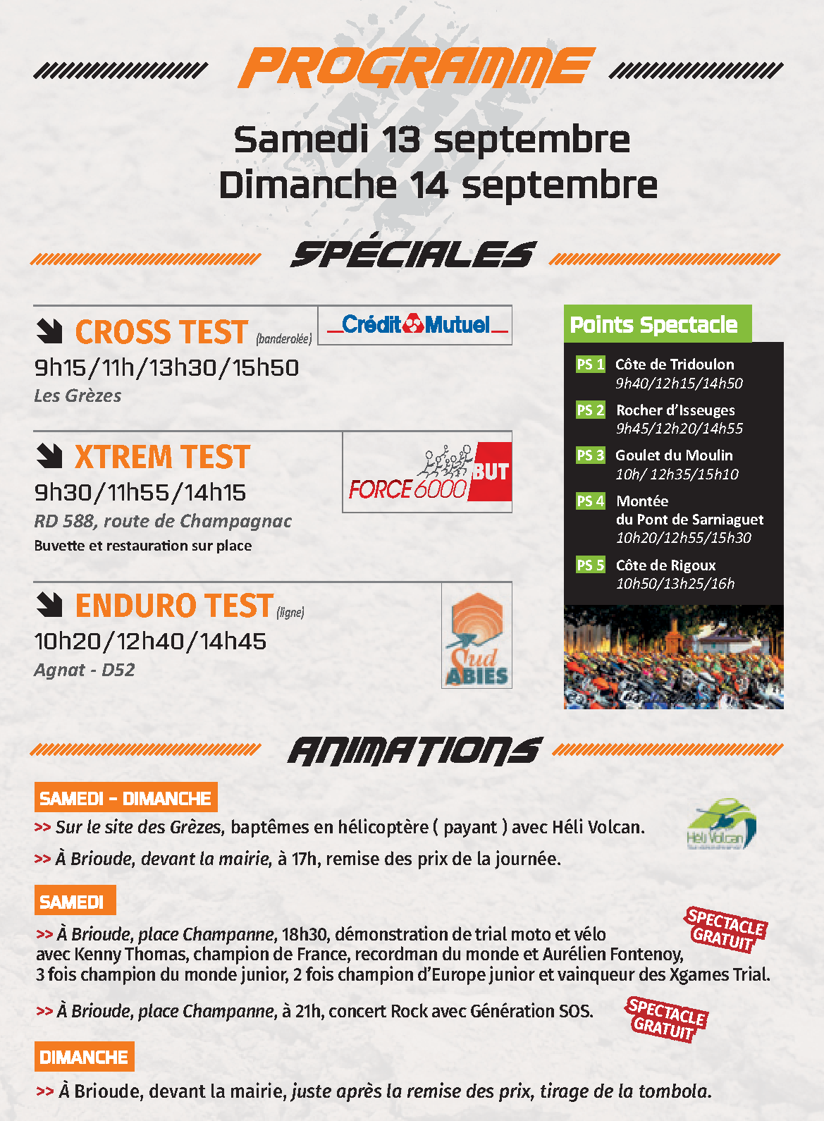 Programme samedi dimanche